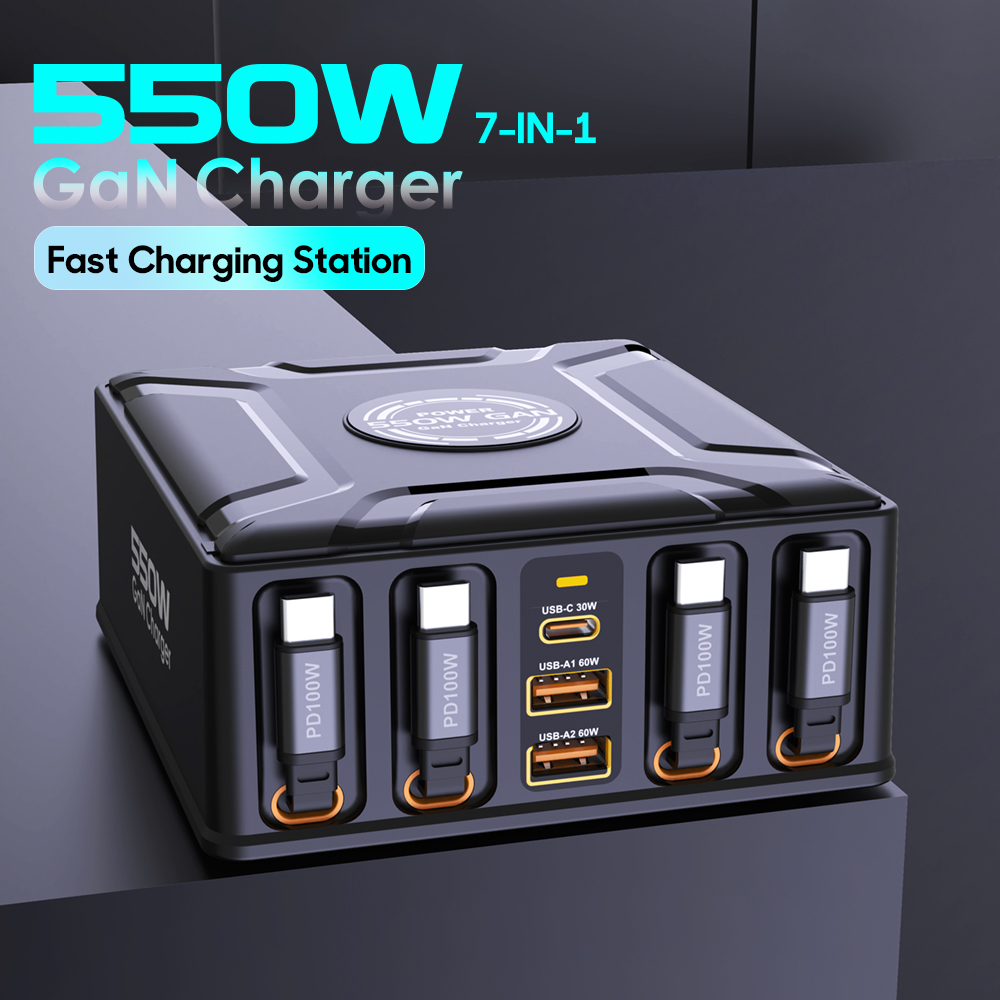 Laptop Lock Cable - 550W 7-in-1 Charging Station with 100W