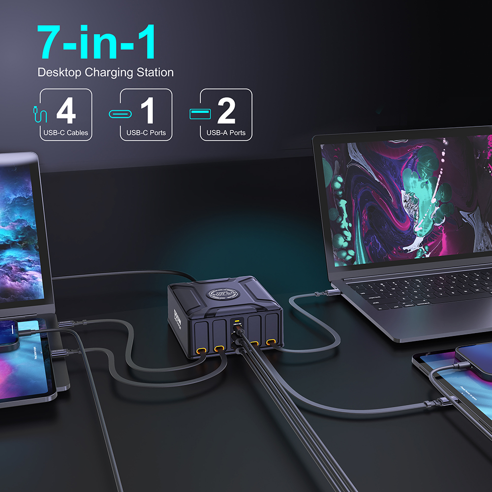 550W 7-in-1 Charging Station w - огляд і ціна Laptop Lock Cable