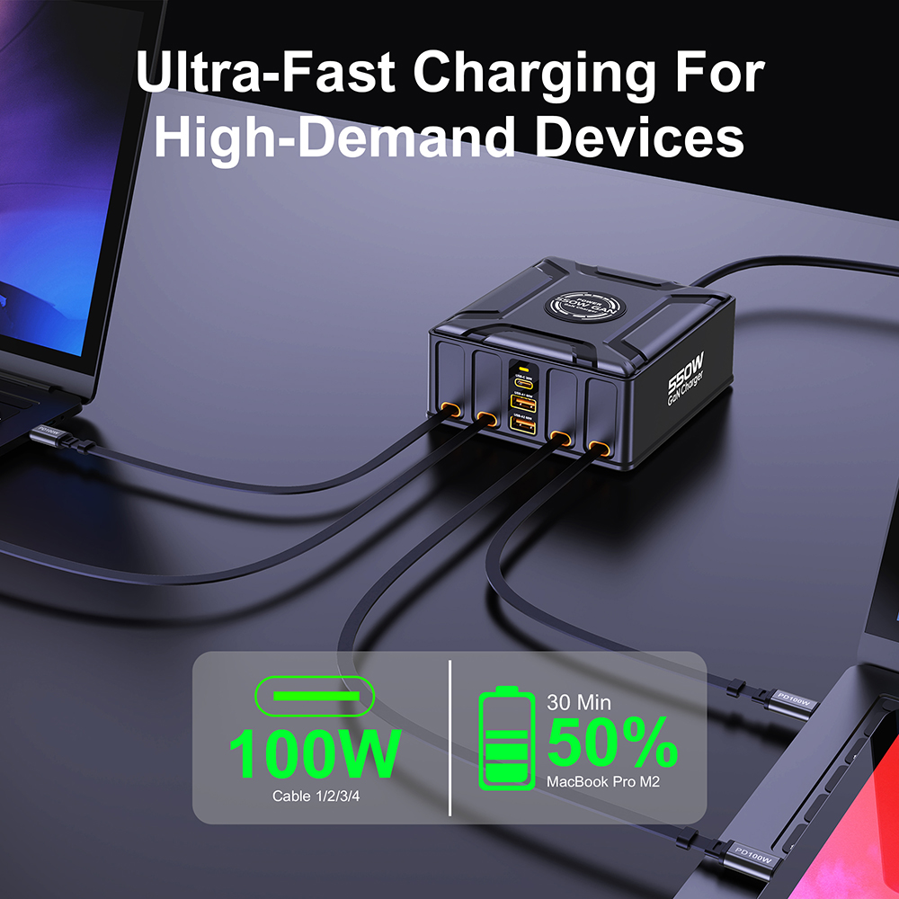 550W 7-in-1 Charging Station w - огляд і ціна Laptop Lock Cable