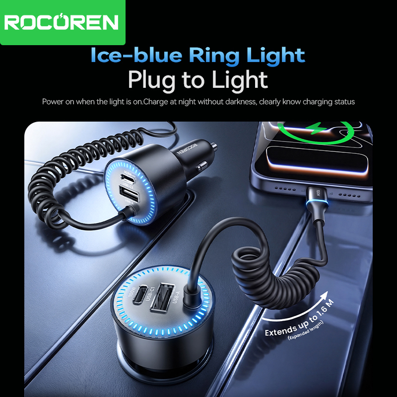 Rocoren 200W Car Charger Fast  - огляд і ціна Laptop Lock Cable