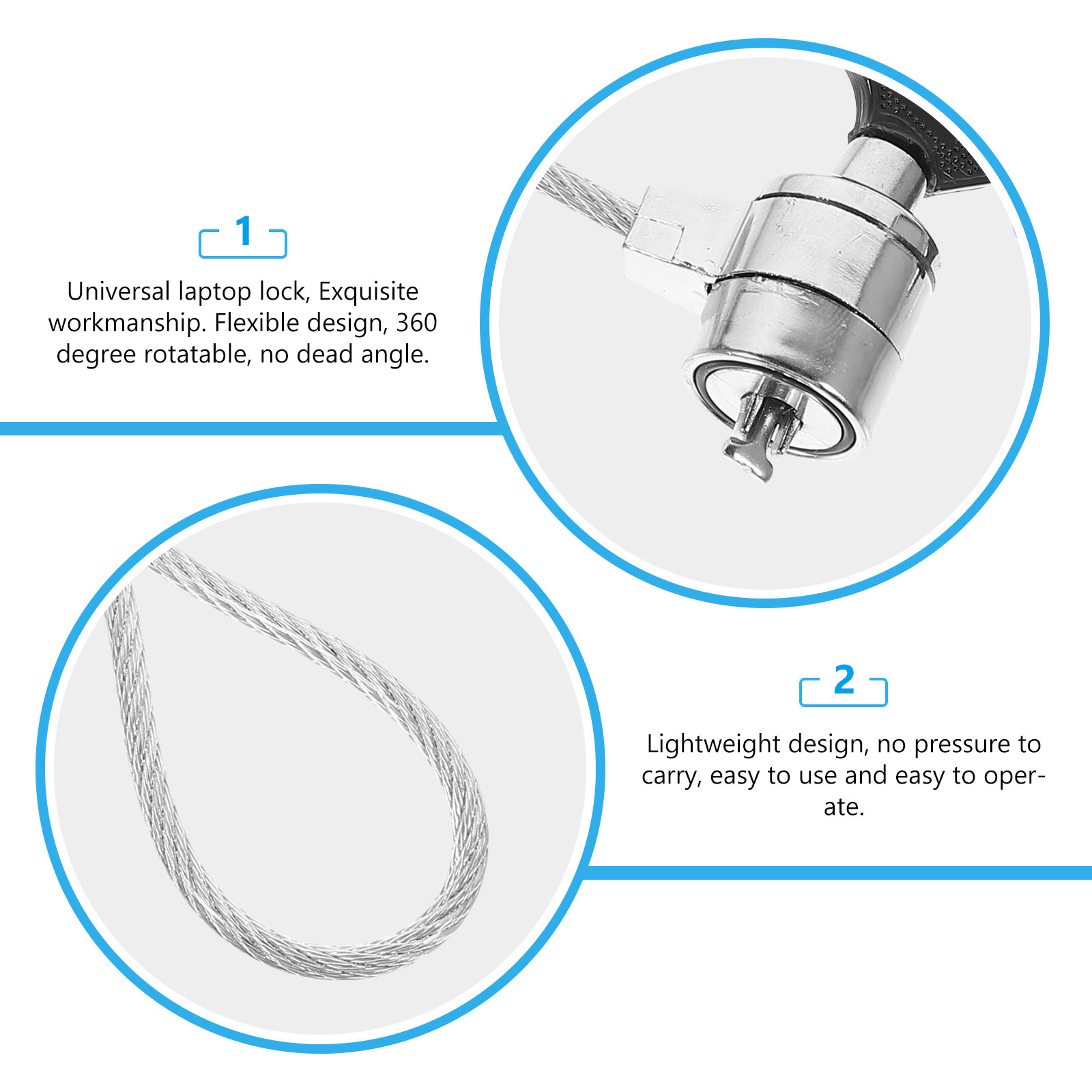 2Sets Lightweight Keyed Laptop - огляд і ціна Laptop Lock Cable