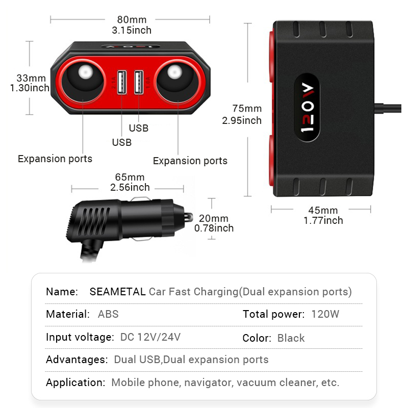 SEAMETAL 120W Car Charger 1m C - огляд і ціна Laptop Lock Cable